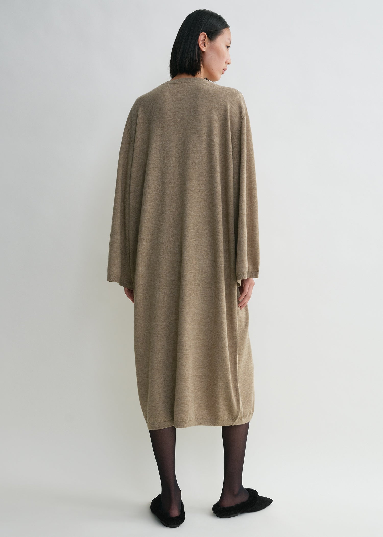 Crew-neck merino dress soft camel