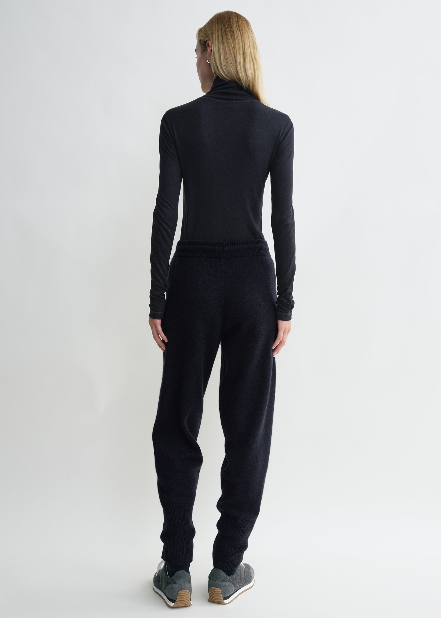High-neck rib top navy