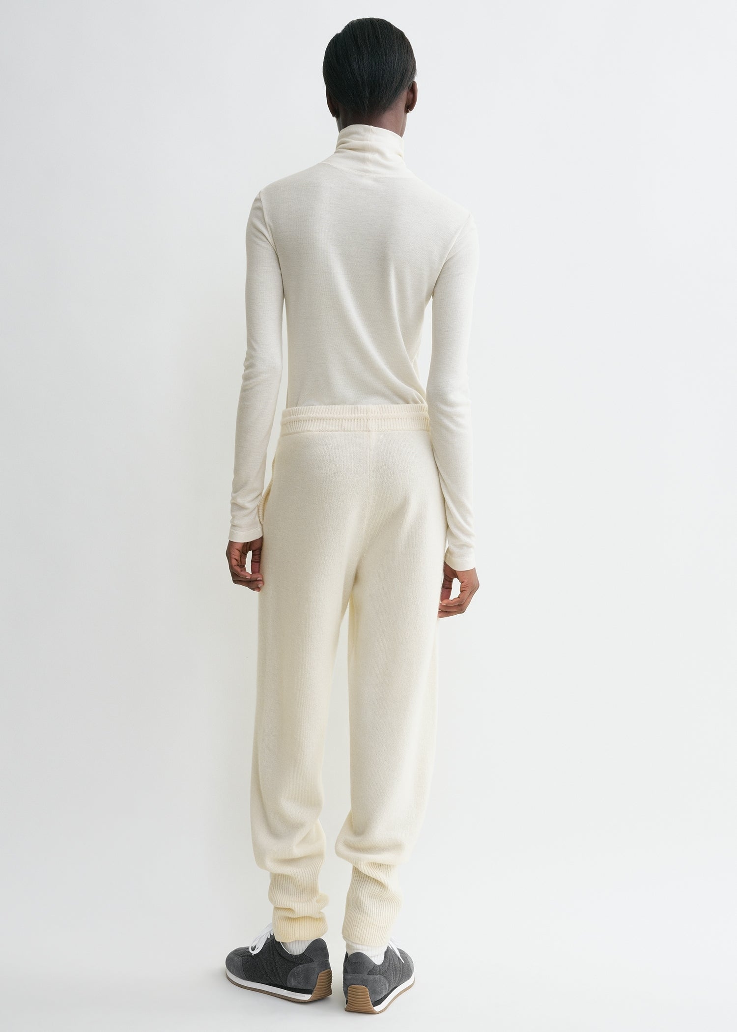 Drawstring cashmere sweatpants winter white