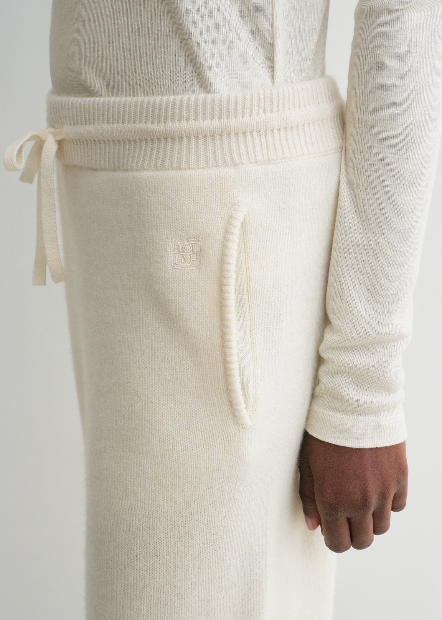 Drawstring cashmere sweatpants winter white