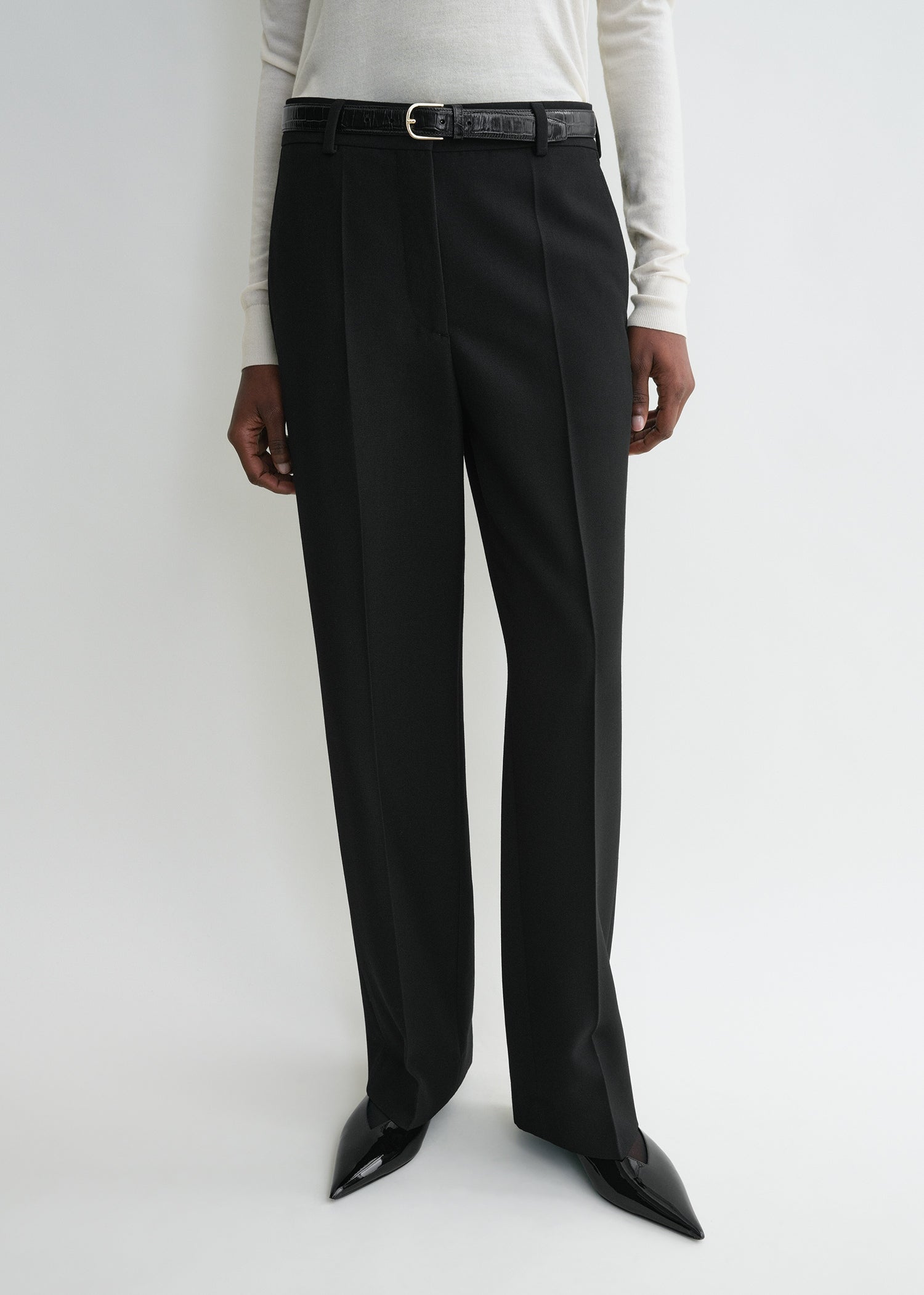Straight tailored trousers black
