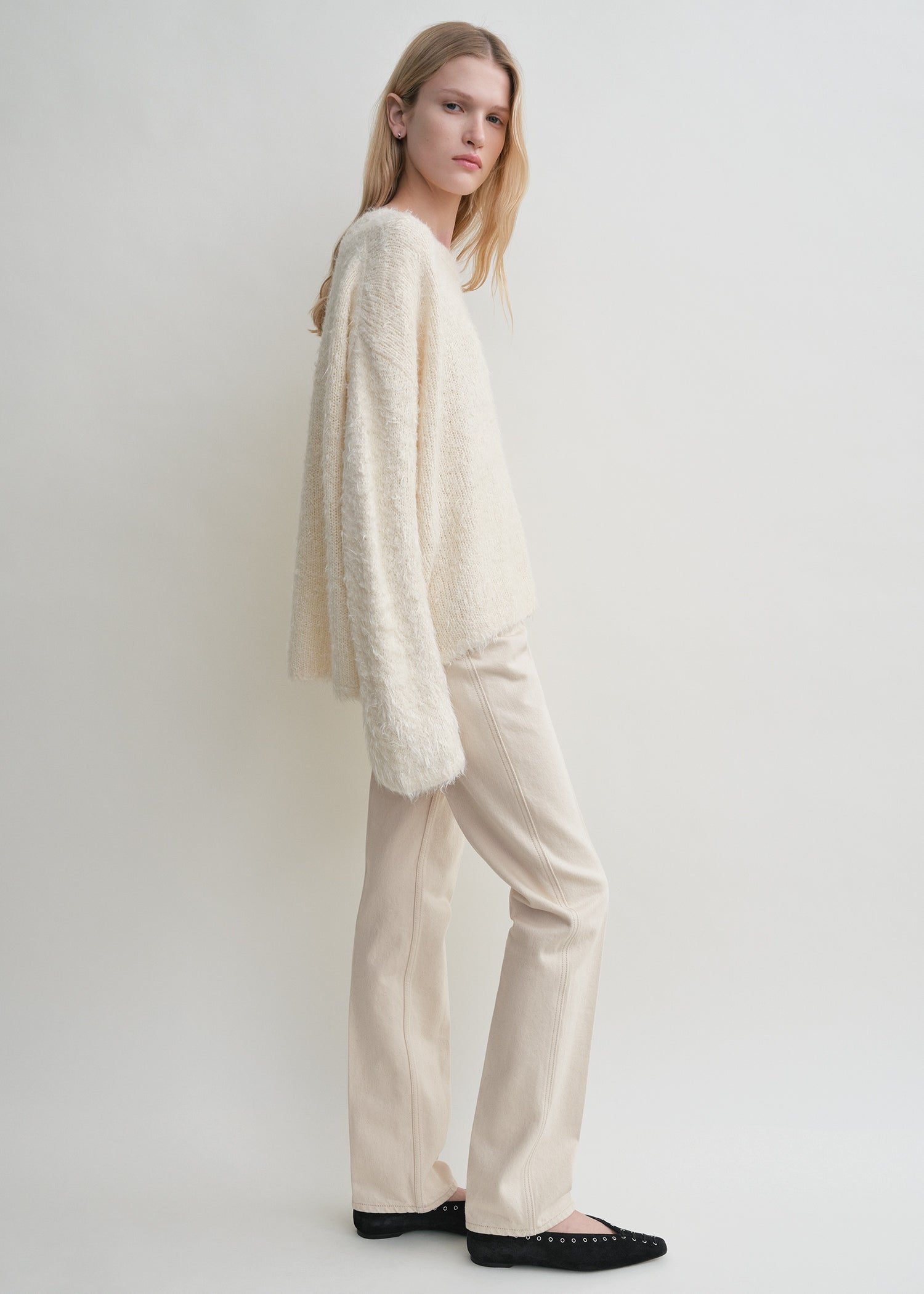 Boxy silk knit cream