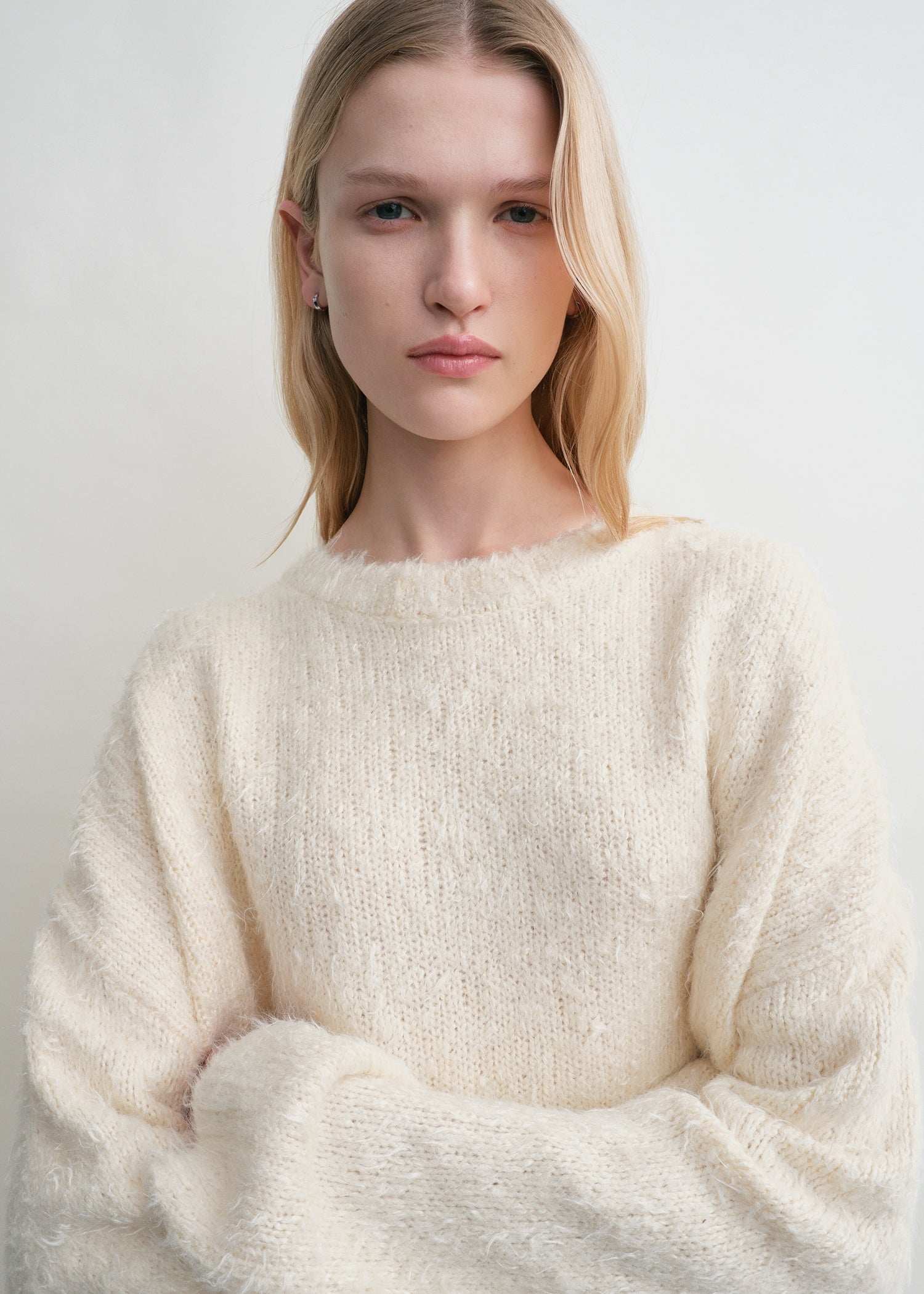 Boxy silk knit cream