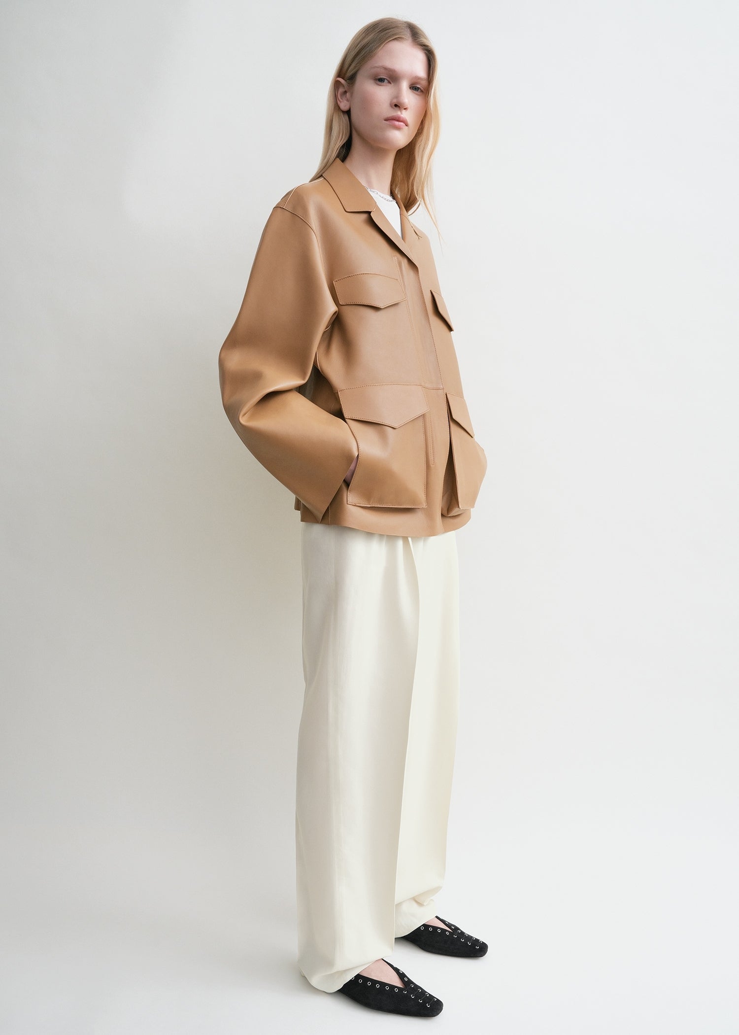 Army leather jacket camel