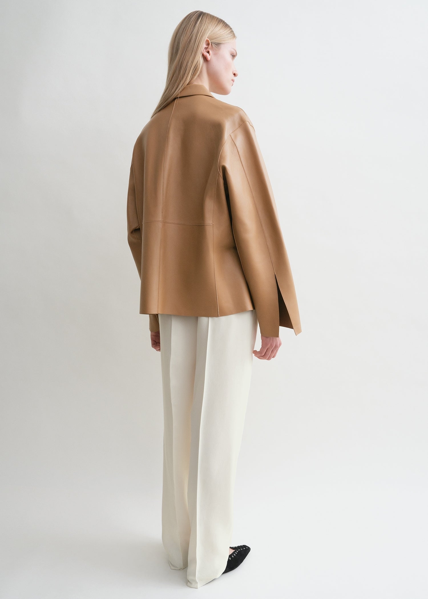 Army leather jacket camel
