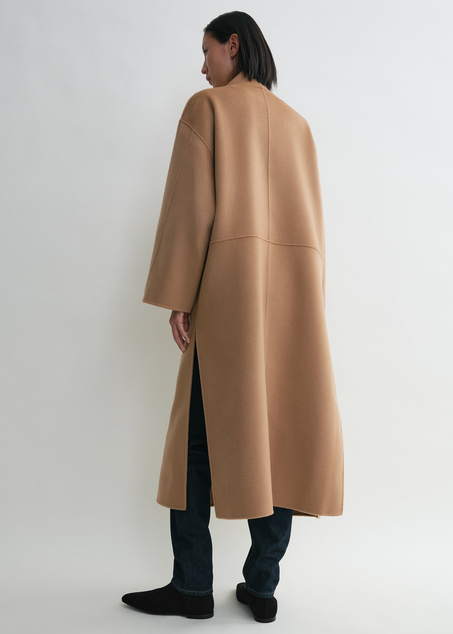 Wool cashmere camel coat top