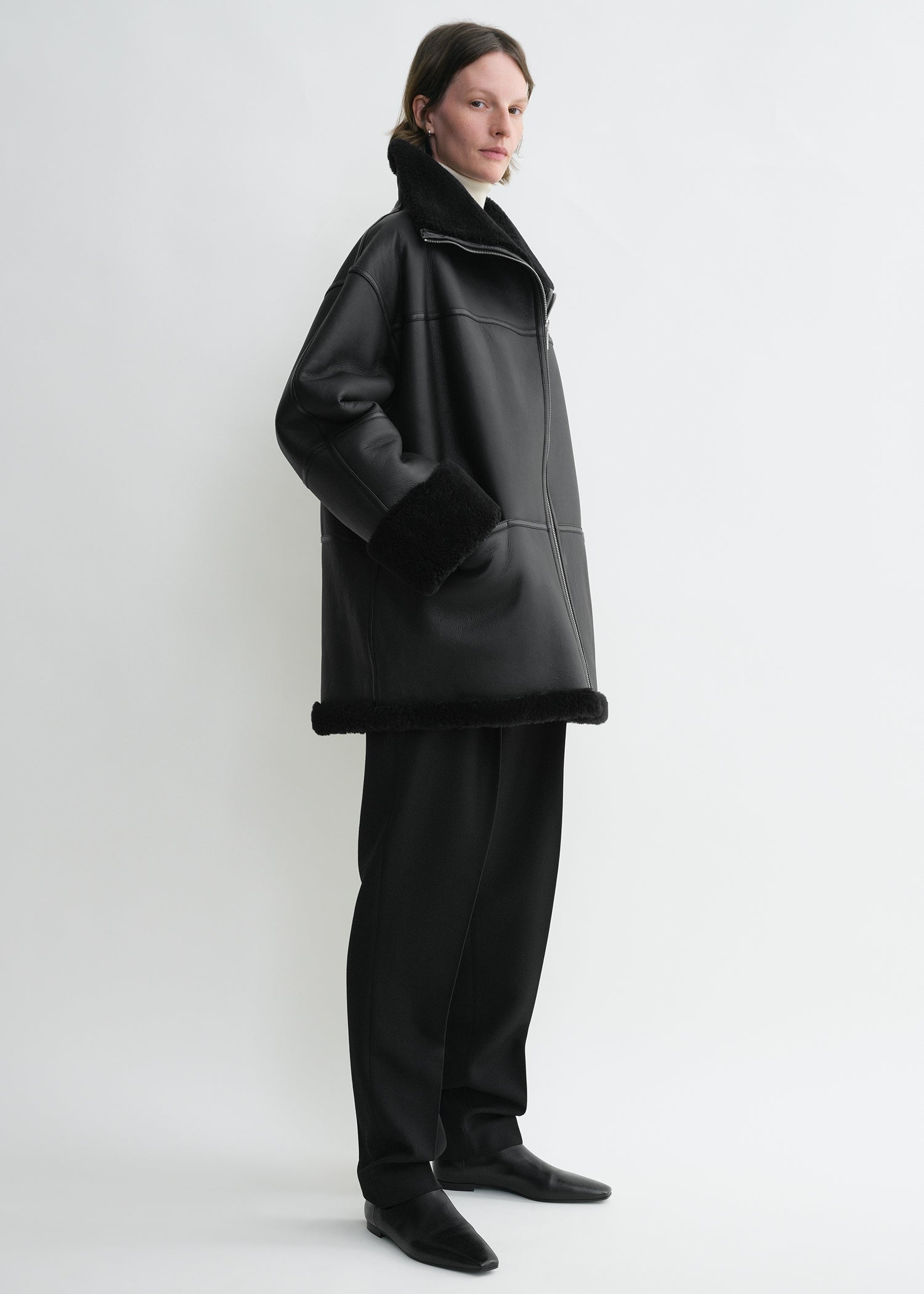 Signature shearling jacket black TOTEME
