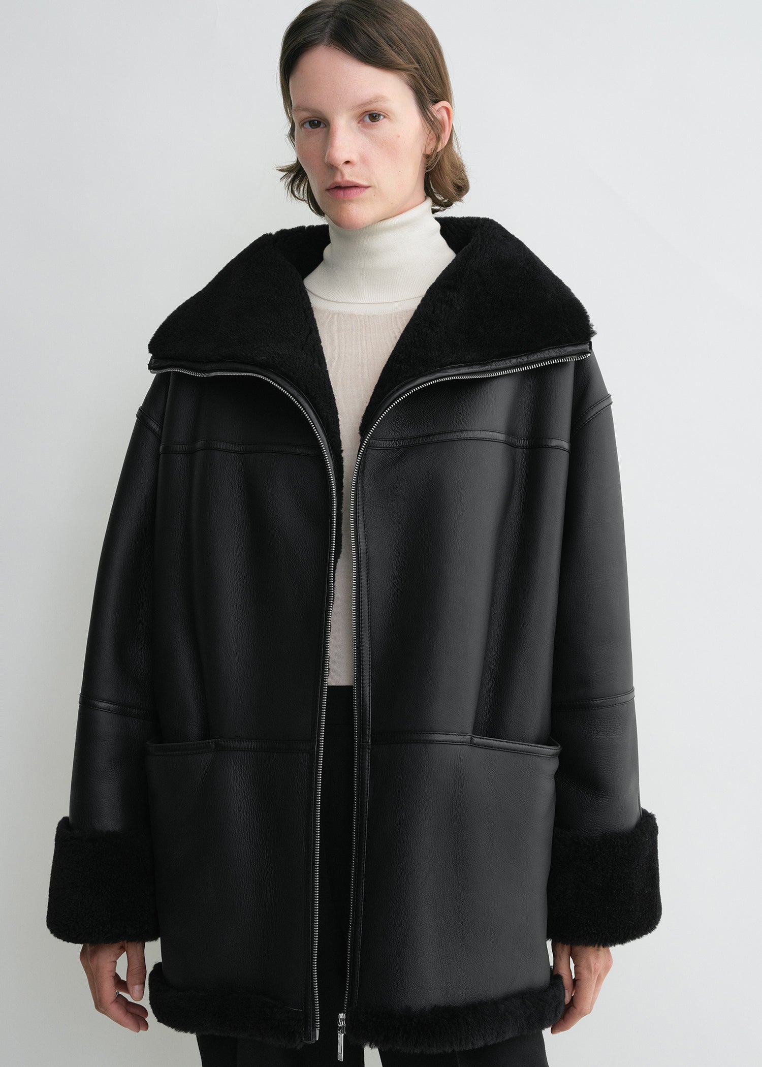 Tall shearling jacket hot sale