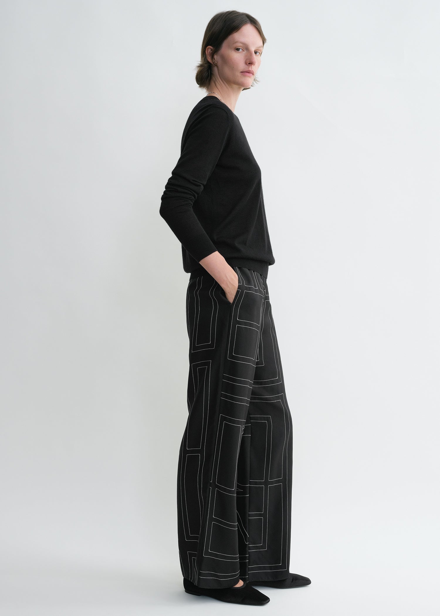 Monogram silk pj bottoms black – TOTEME Monogram silk pj bottoms black – TOTEME