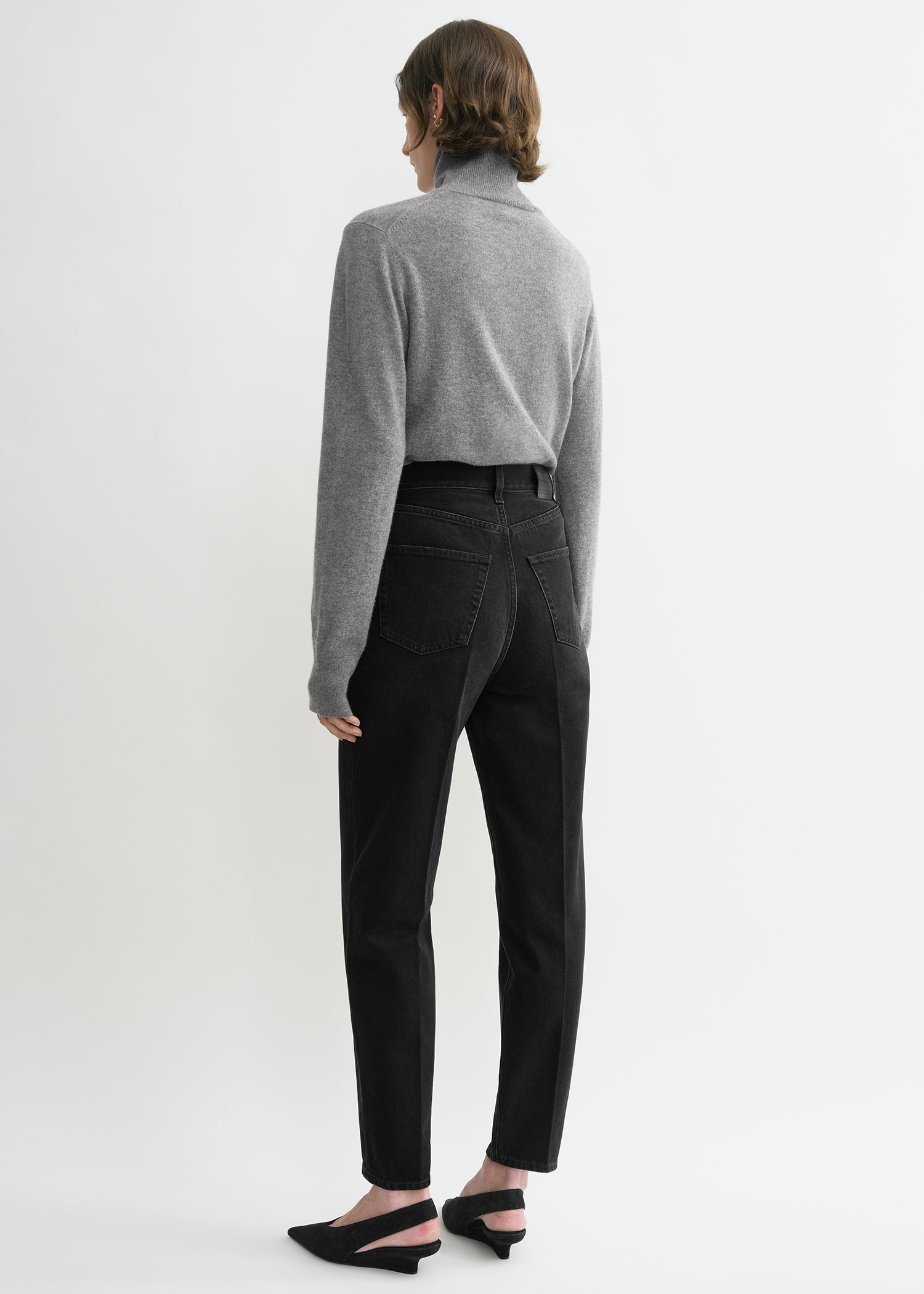 Tapered leg denim faded black