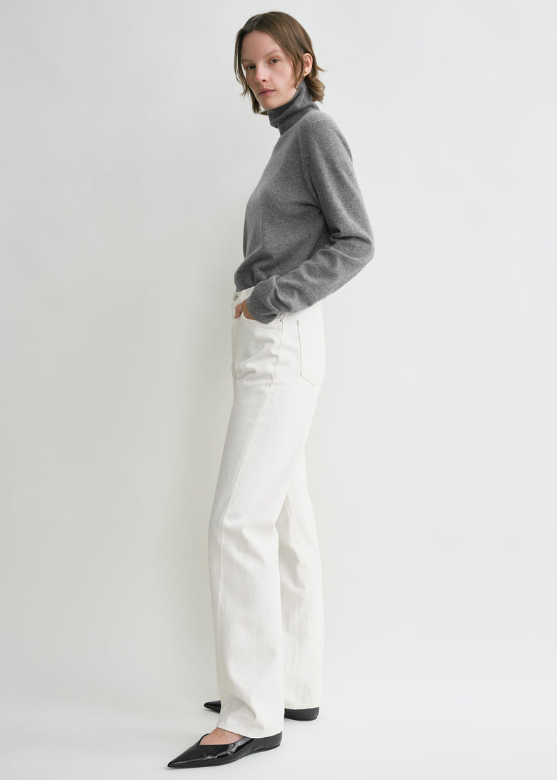 Twisted seam denim full length off-white