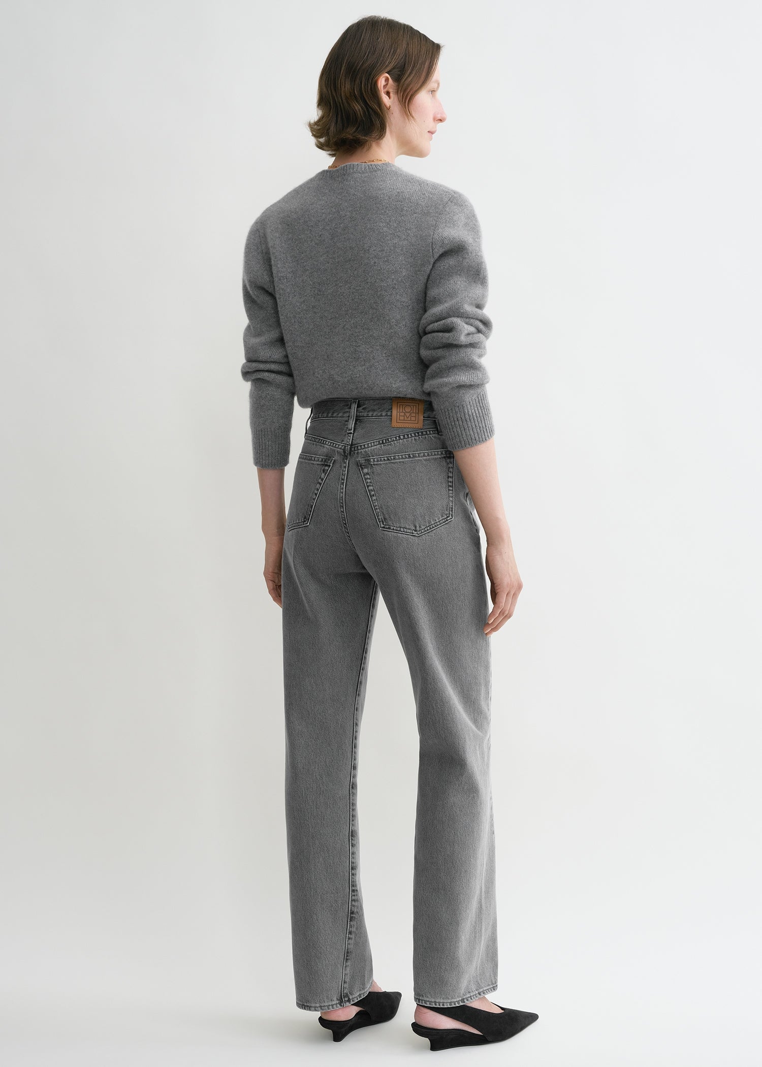 Twisted seam denim full length worn blue – TOTEME