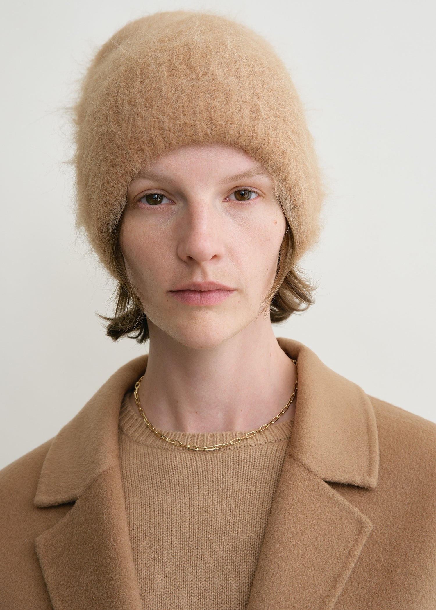 Alpaca knit beanie camel melange