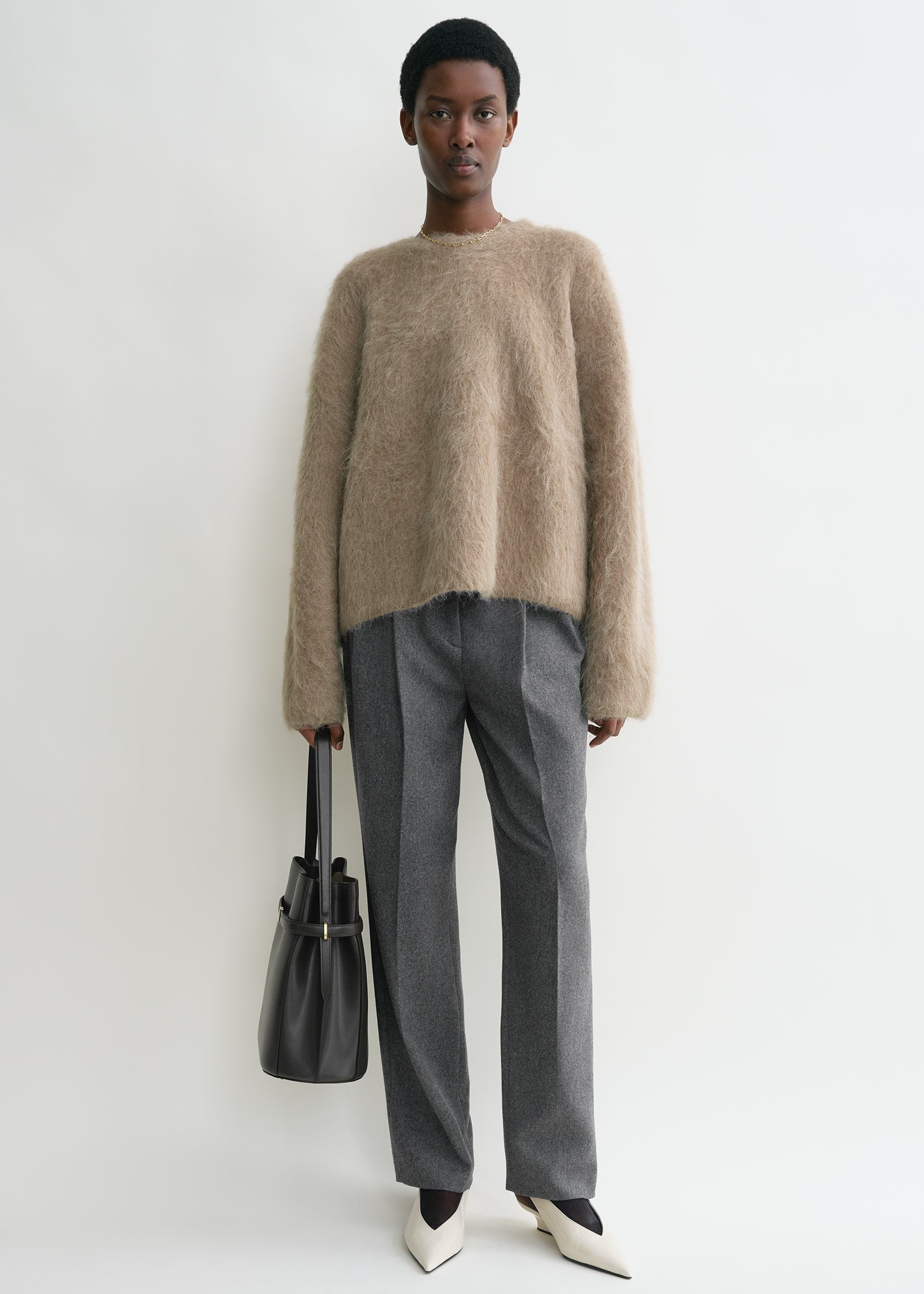 Boxy alpaca knit truffle melange TOTEME