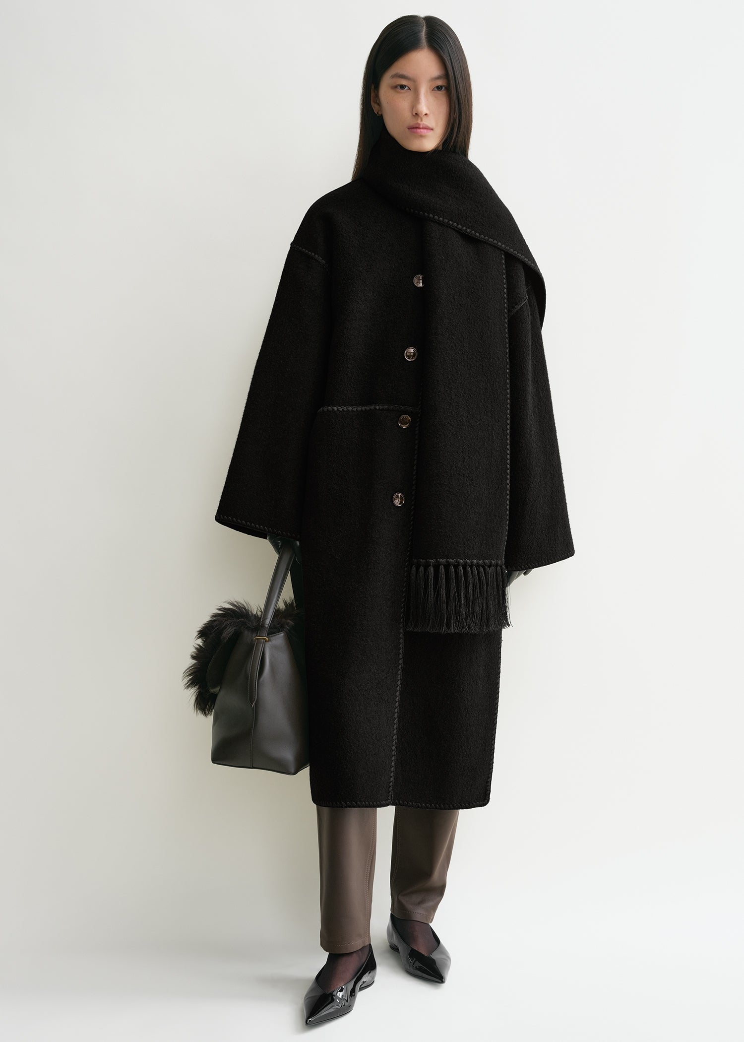 Embroidered black coat best sale