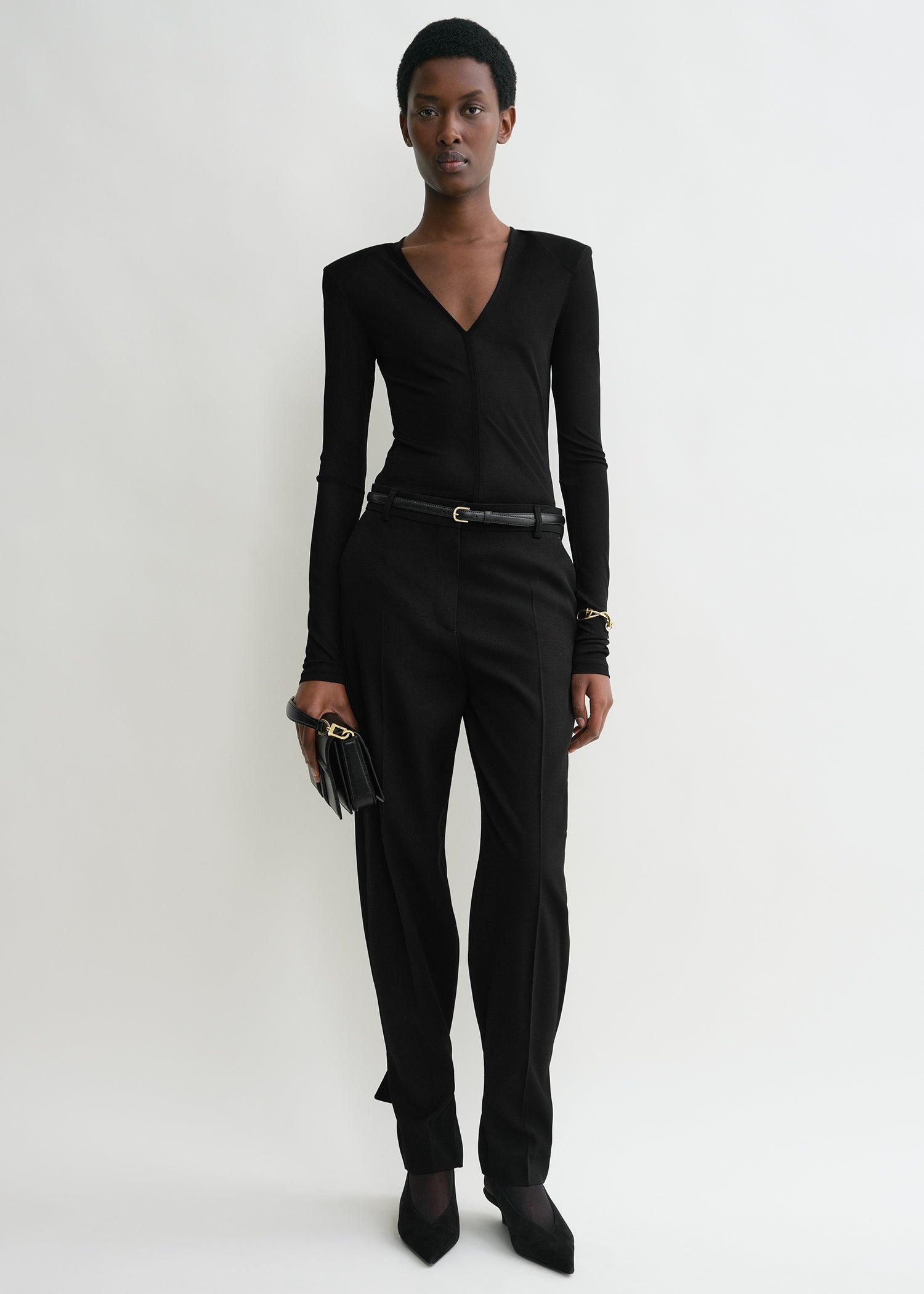 Deep v neck top black