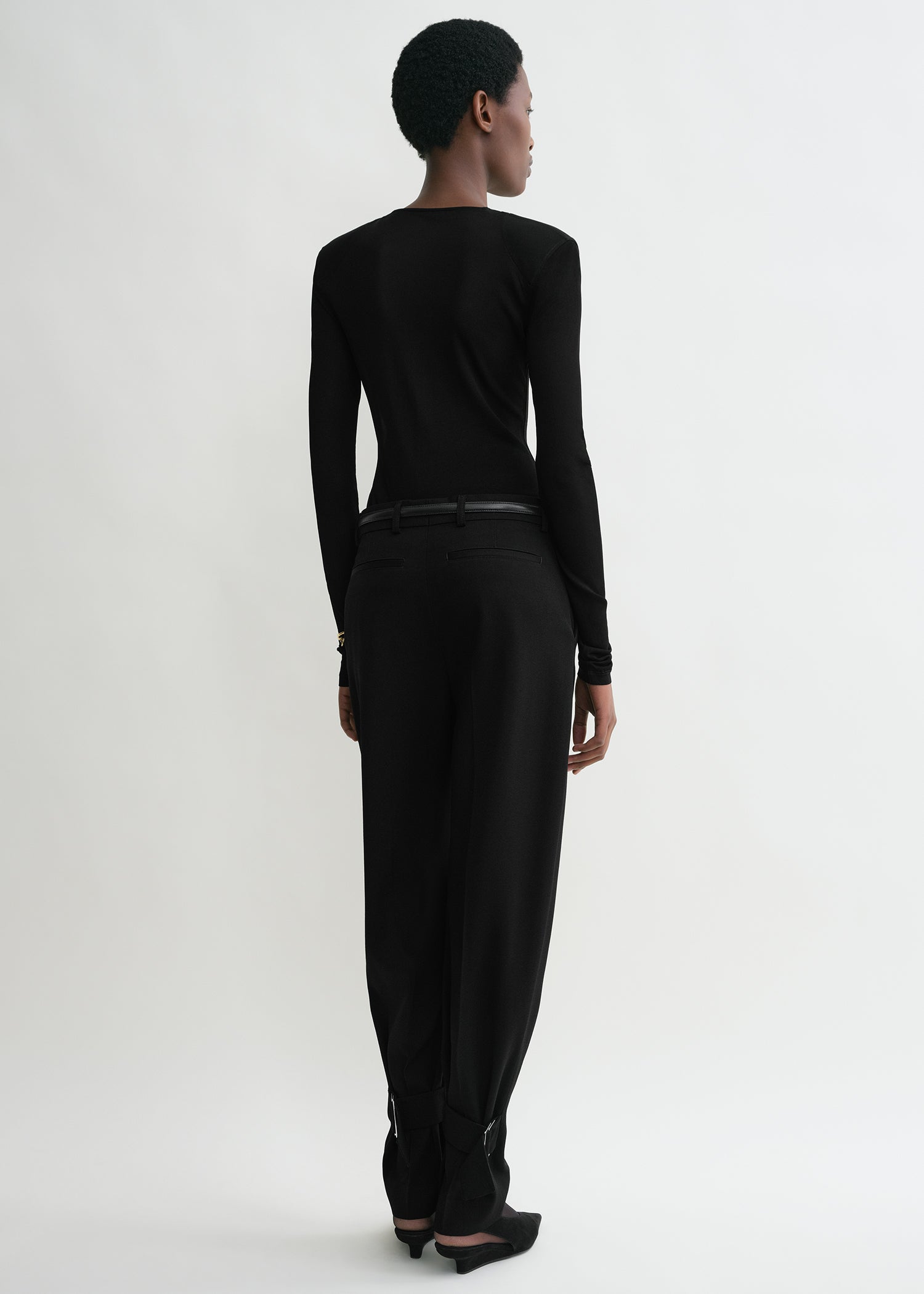 Deep V neck top black