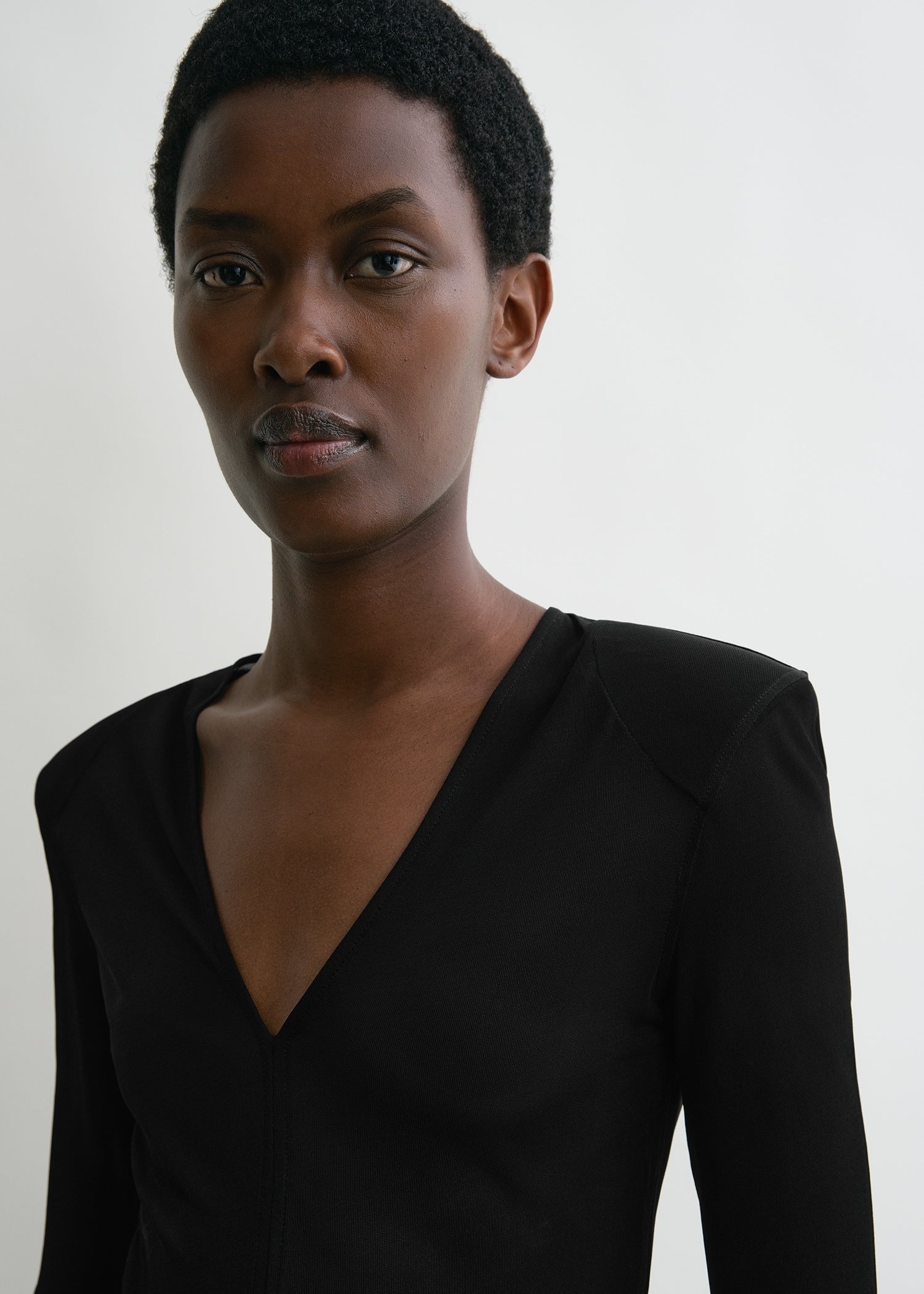 Deep V neck top black