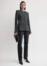 Collarless cinched jacket black/white