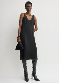 Chiffon slip dress black