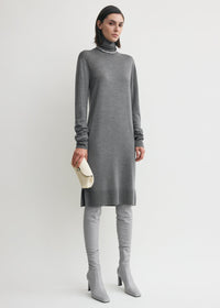Turtleneck dress mid grey