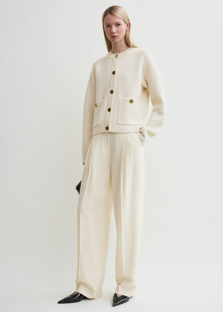 Hammered button cardigan milk