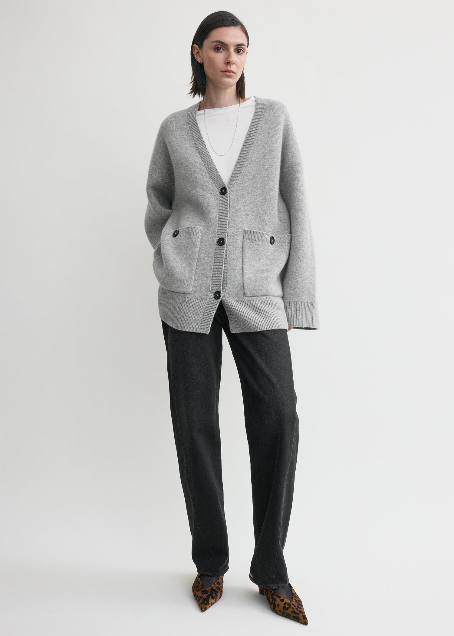 Longline cardigan pale grey – TOTEME