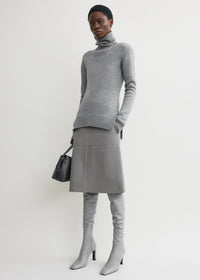 High-neck double knit pale grey