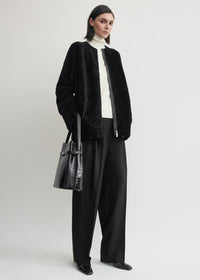 Zipped teddy shearling jacket black