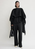 Fringed poncho black