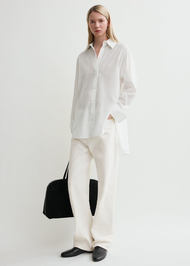Kimono-sleeve cotton shirt white
