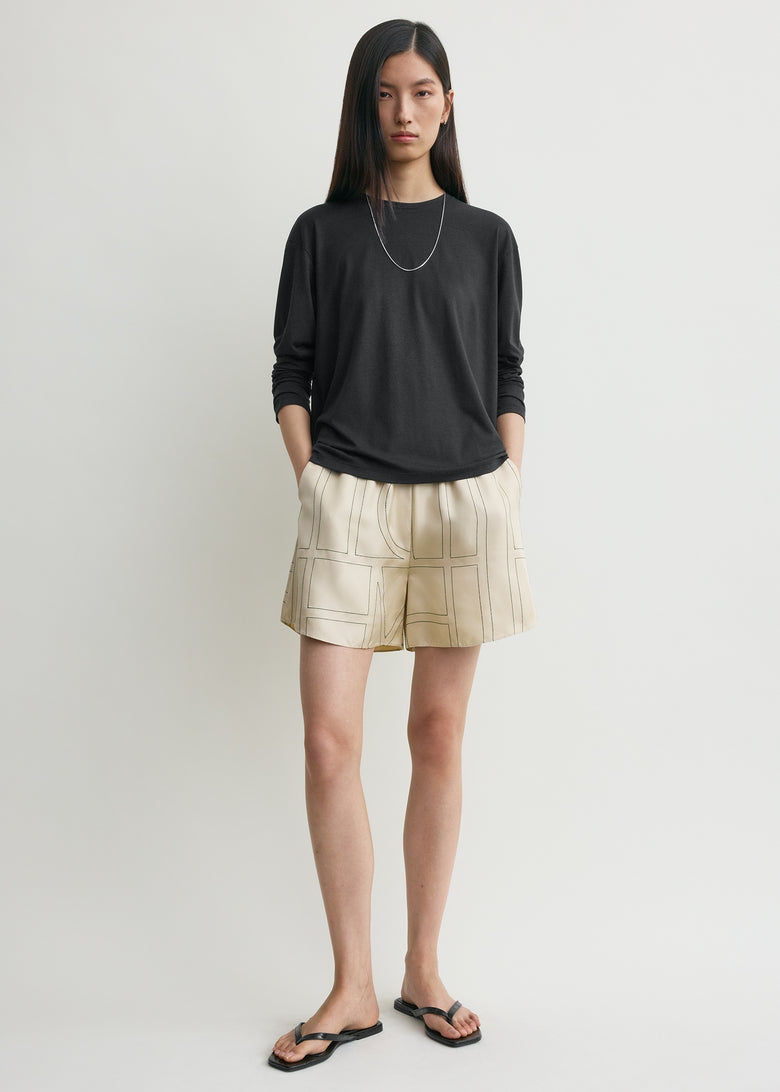 Monogram silk pj shorts ivory