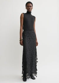 Guipure lace skirt black