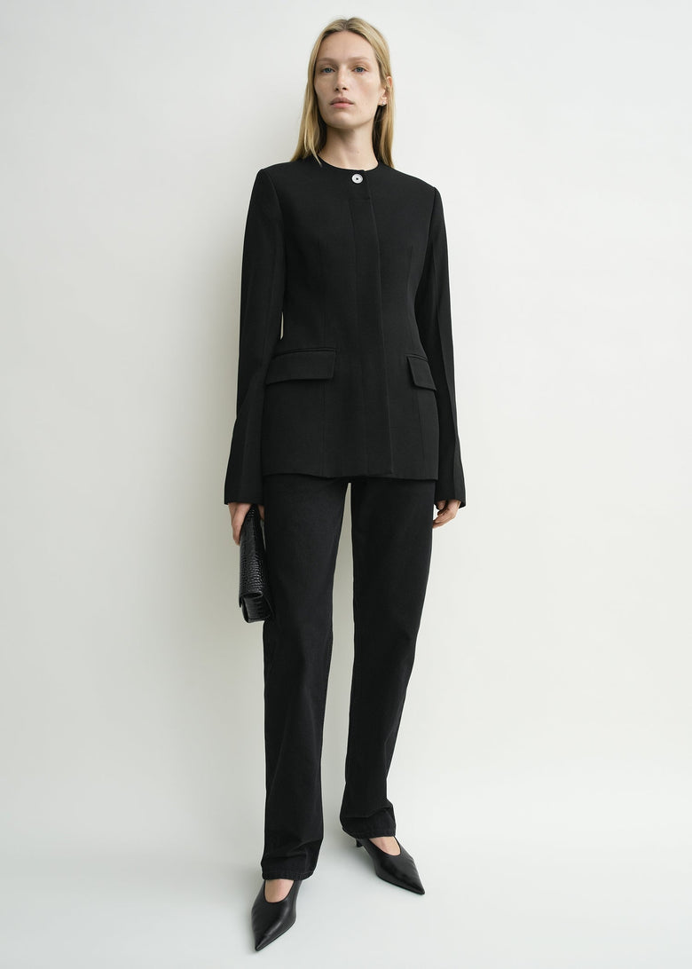 Collarless evening jacket black petite