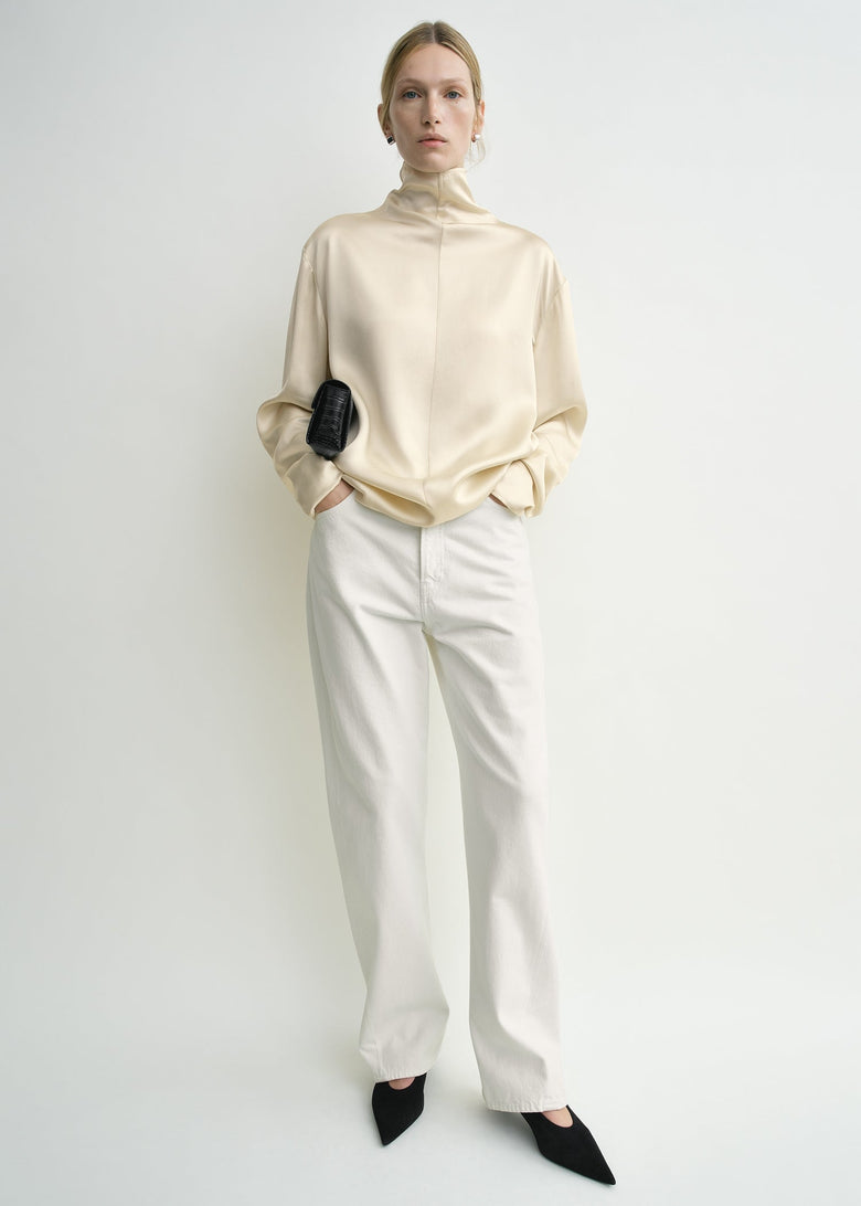 Slouch-neck blouse ecru petite