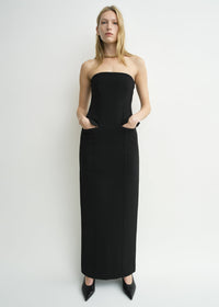 Strapless pocket dress black