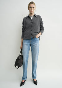 Raglan-sleeve cashmere cardigan dark grey