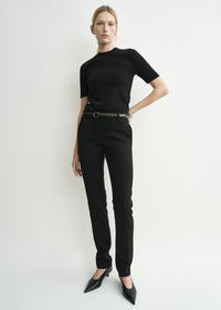 Low-waist slim evening trousers black petite
