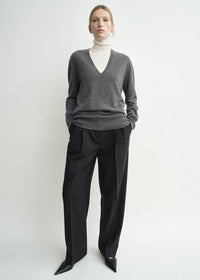 Double-pleat winter trousers charcoal petite