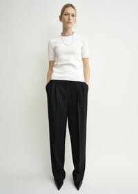 Double-pleat tailored trousers black petite
