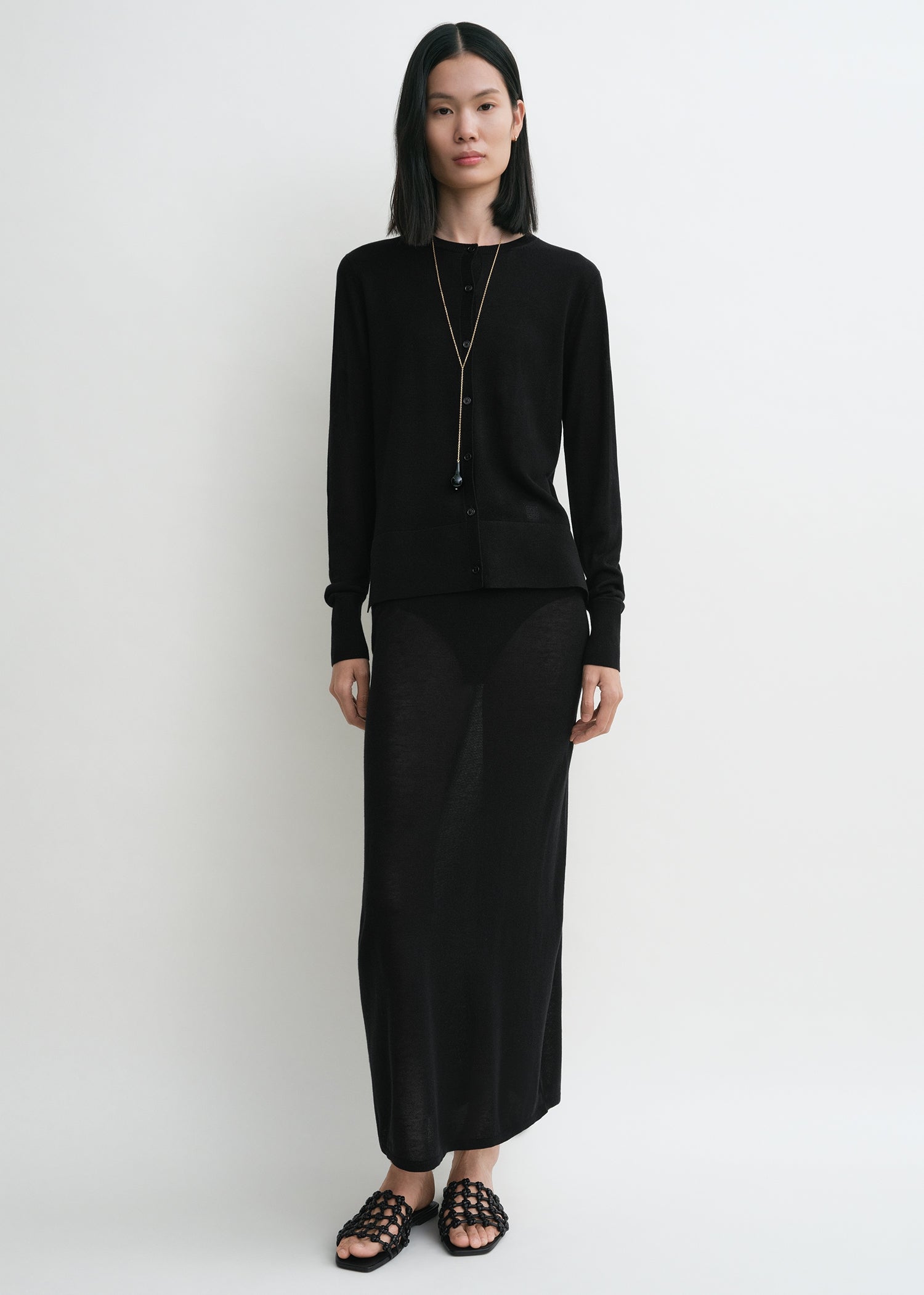 Fine knit cardigan black