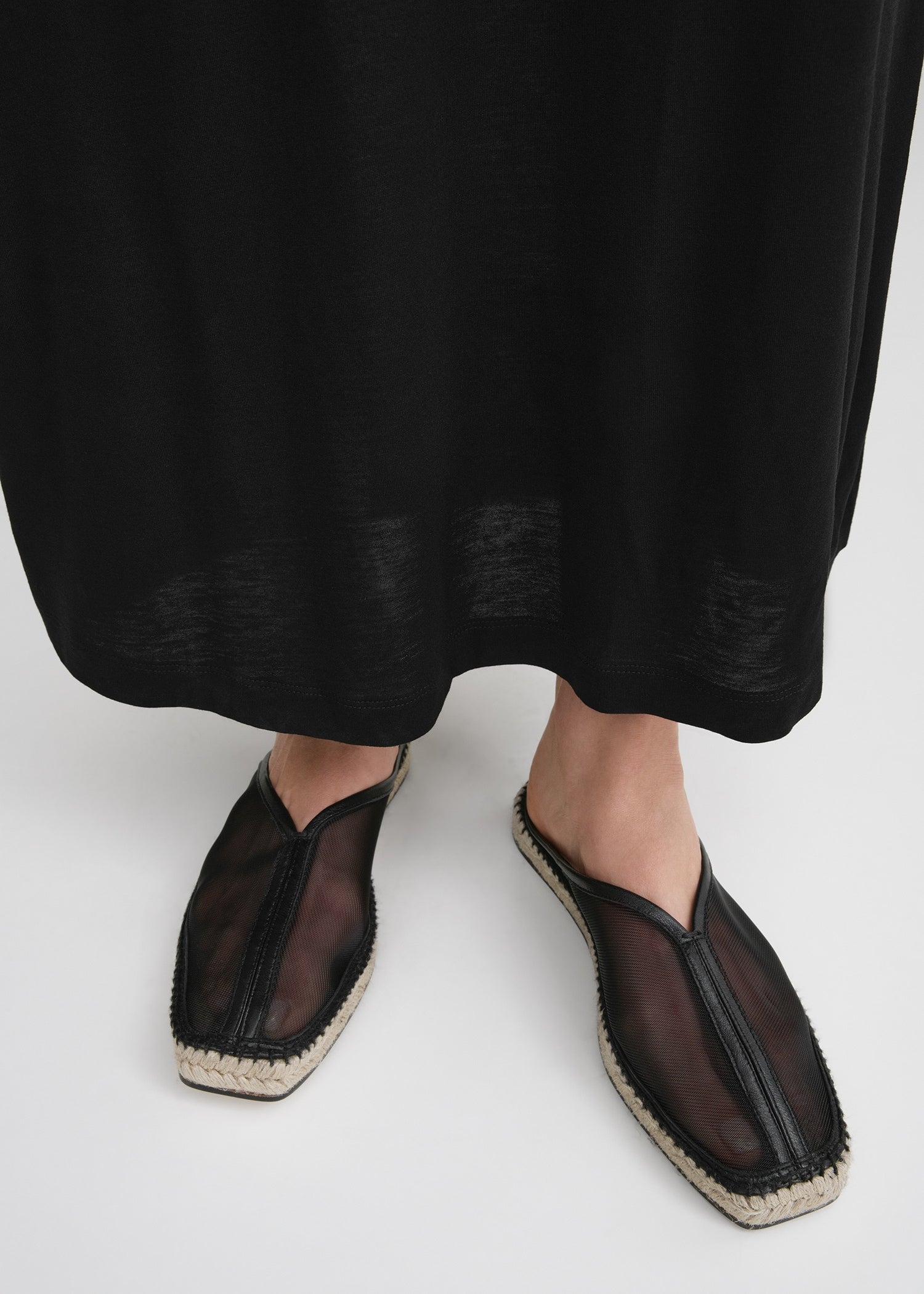 Black dress with espadrilles top