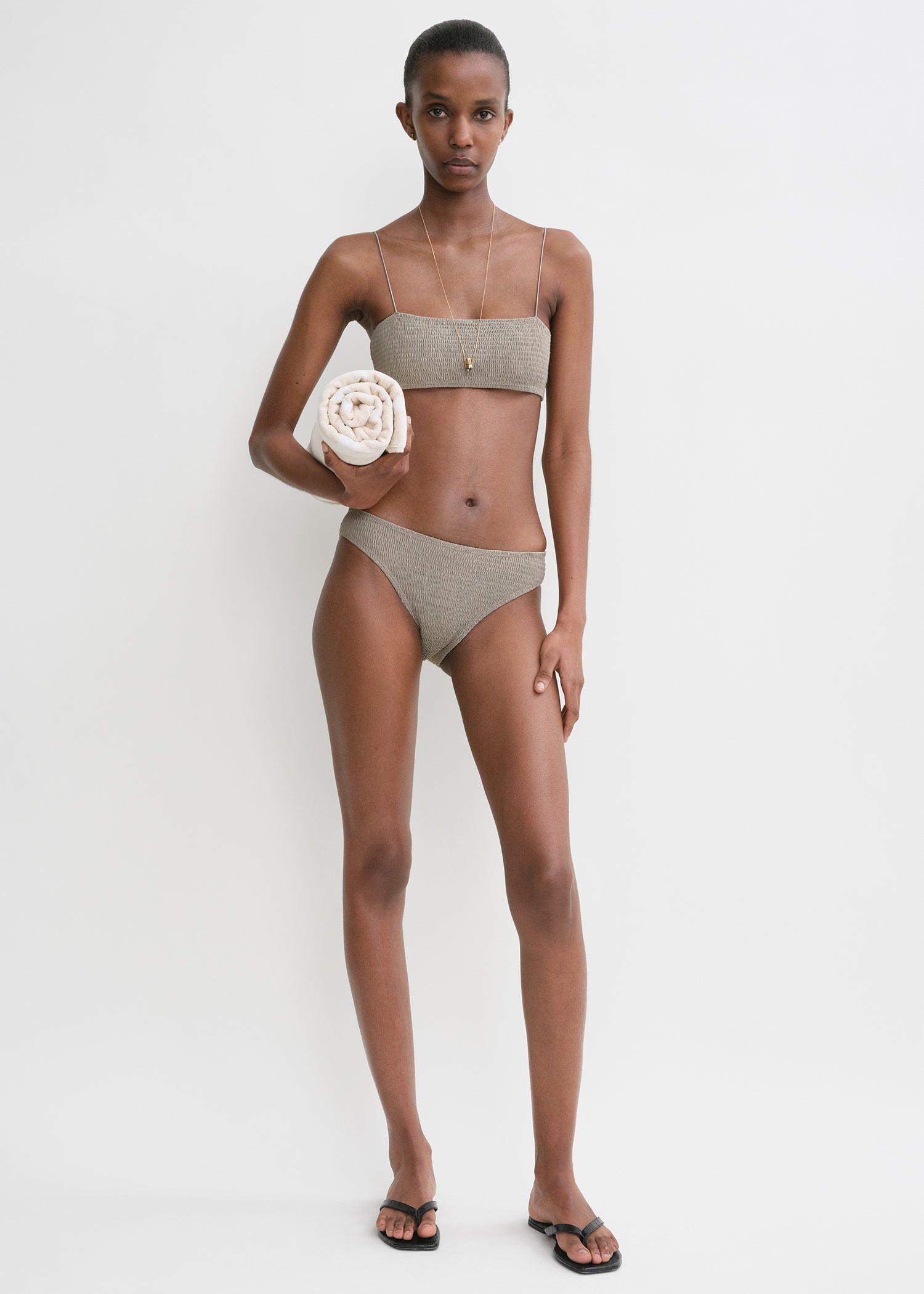 Smocked bikini top dove