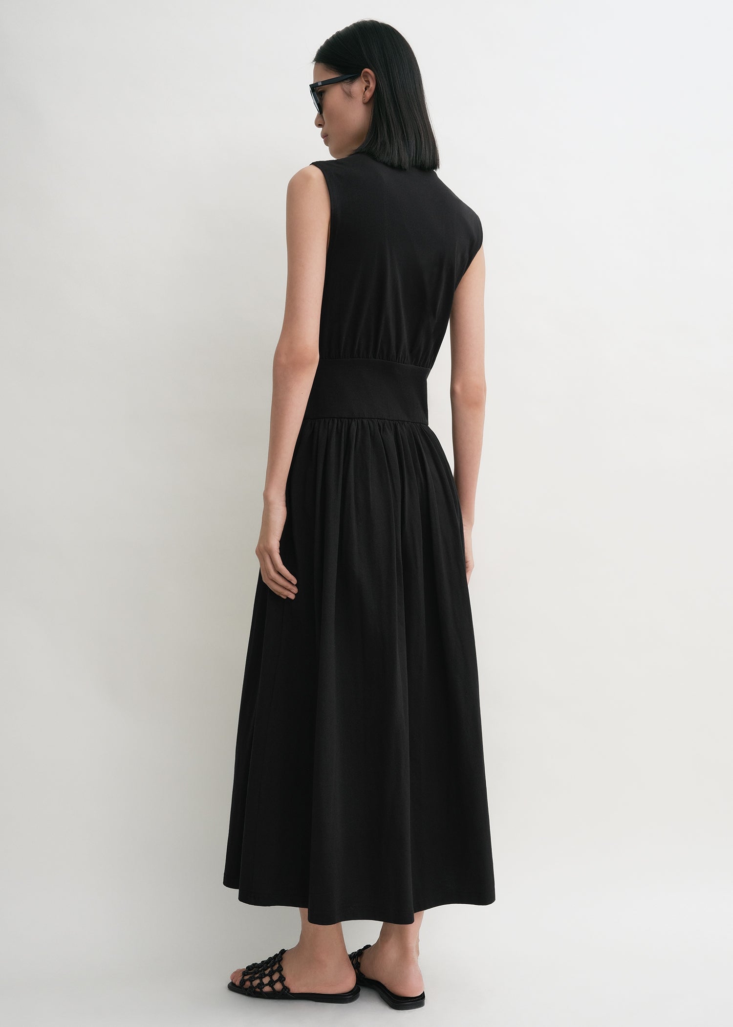 Sleeveless cotton tee dress black