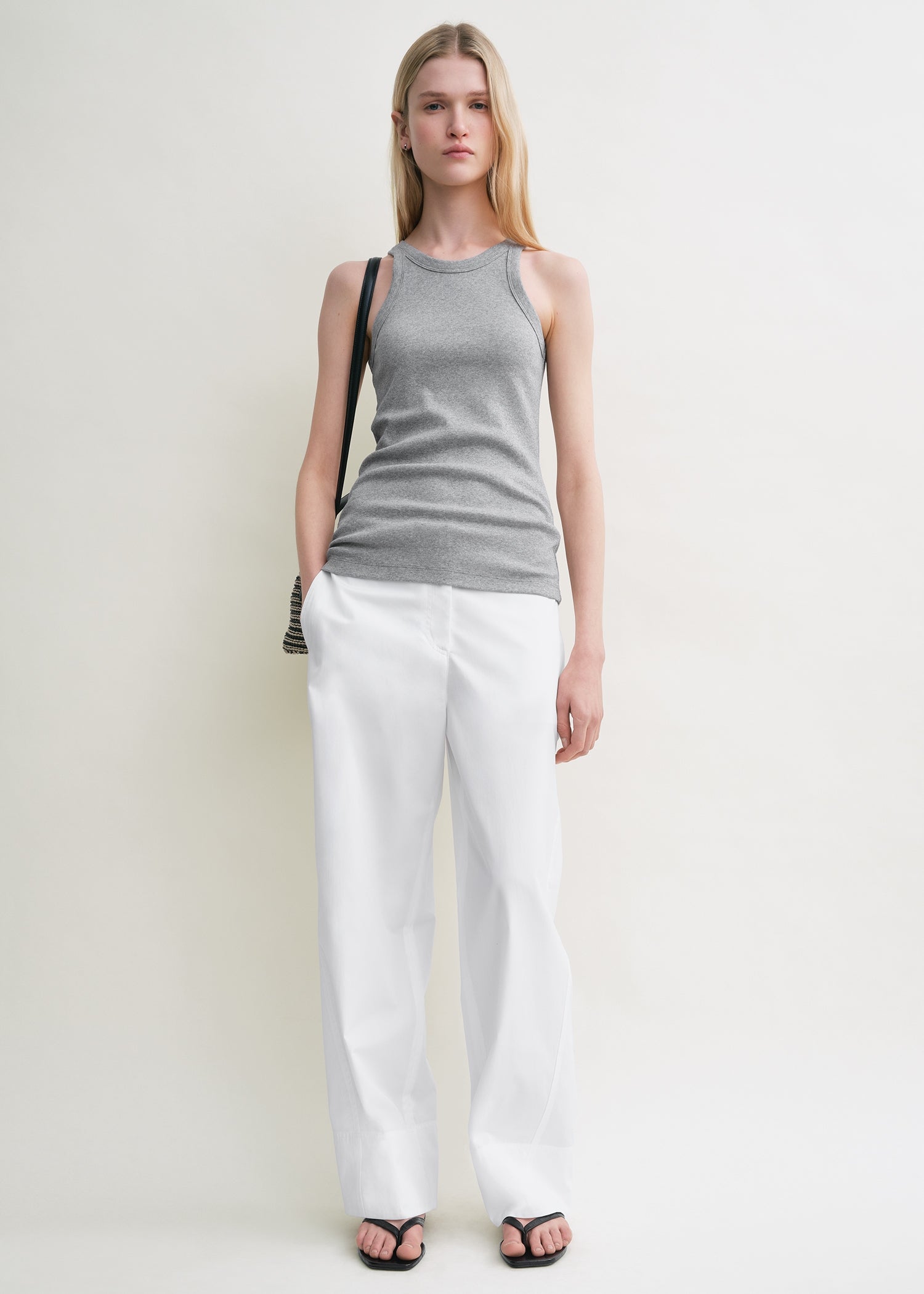 Curved rib tank grey melange