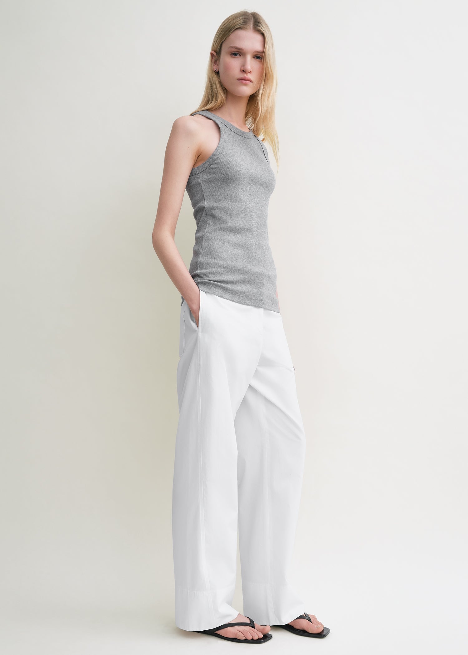 Curved rib tank grey melange