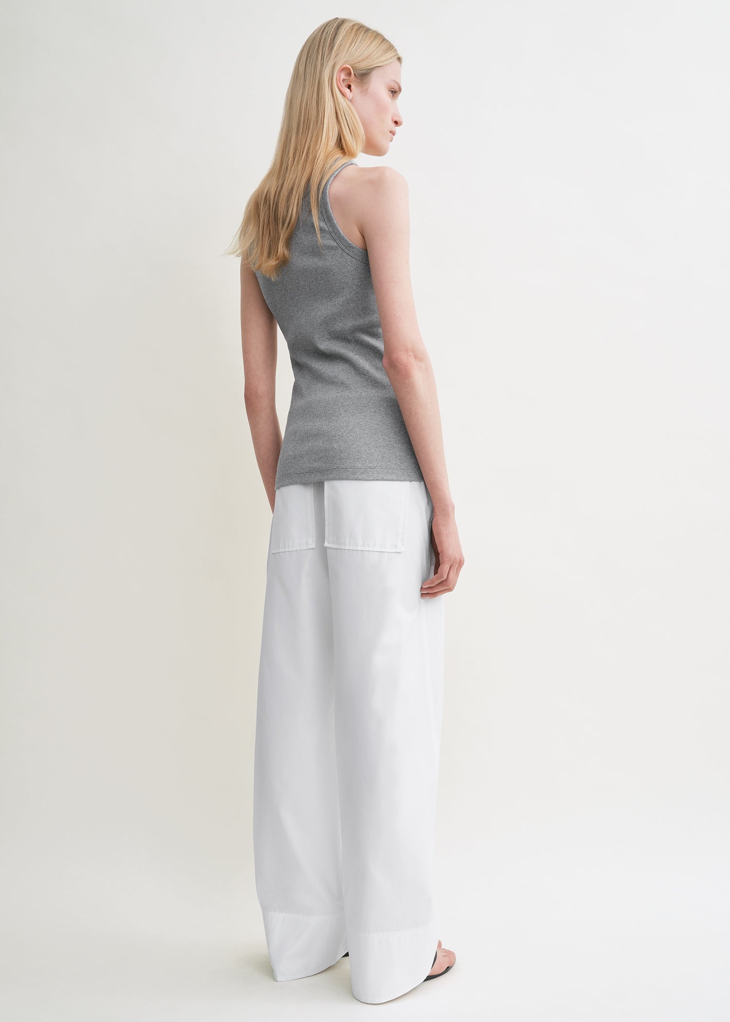 Curved rib tank grey melange