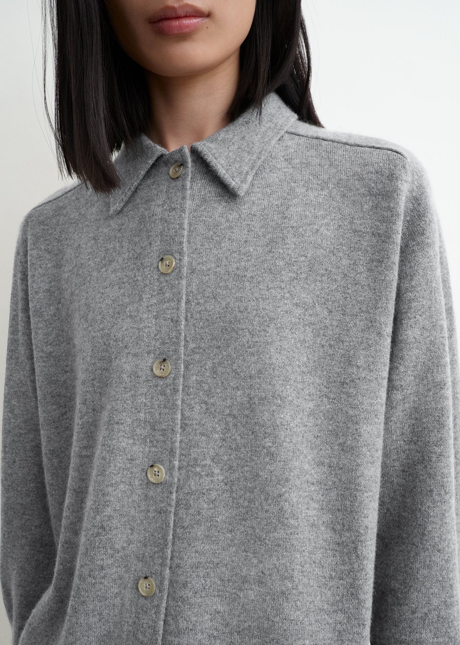 Raglan-sleeve cashmere cardigan grey melange
