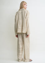 Monogram silk pj top ivory