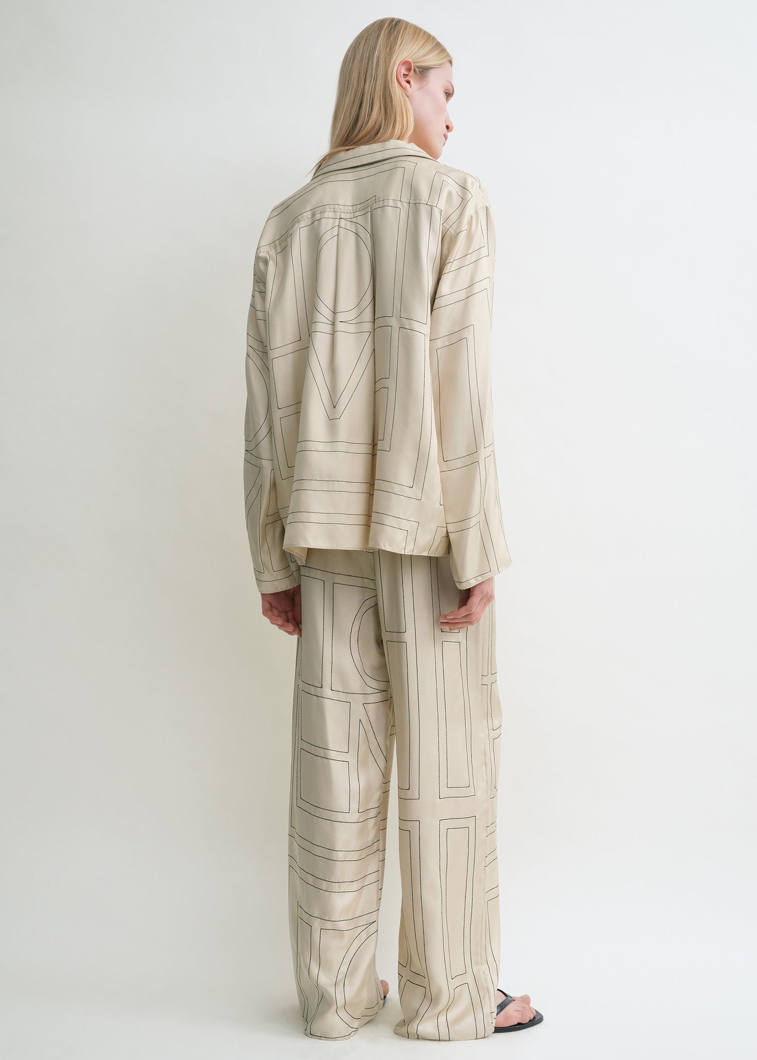 Monogram silk pj top ivory